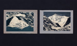 Mein Berg, Mischtechnik auf Buchseiten, Luis Trenker, Meine Berge, 33x39cm, Duo 41x50cm, Quartett 56 x70cm