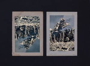 Mein Berg, Mischtechnik auf Buchseiten, Luis Trenker, Meine Berge, 33x39cm, Duo 41x50cm, Quartett 56 x70cm