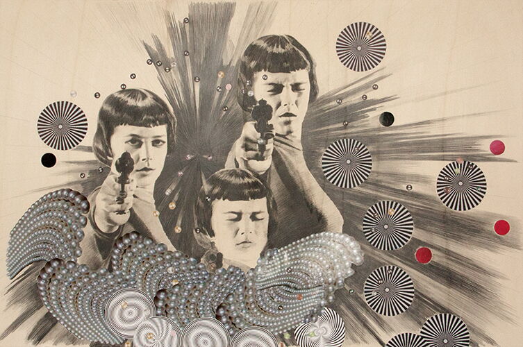 BUM BUM, ZEICHNUNG UND COLLAGE, 70 X 105 CM