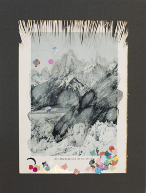 Mein Berg, Mischtechnik auf Buchseiten, Luis Trenker, Meine Berge, 33x39cm, Duo 41x50cm, Quartett 56 x70cm