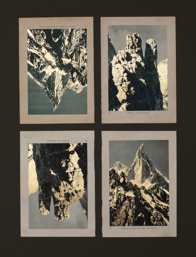 Mein Berg, Mischtechnik auf Buchseiten, Luis Trenker, Meine Berge, 33x39cm, Duo 41x50cm, Quartett 56 x70cm