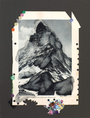 Mein Berg, Mischtechnik auf Buchseiten, Luis Trenker, Meine Berge, 33x39cm, Duo 41x50cm, Quartett 56 x70cm