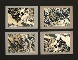 Mein Berg, Mischtechnik auf Buchseiten, Luis Trenker, Meine Berge, 33x39cm, Duo 41x50cm, Quartett 56 x70cm