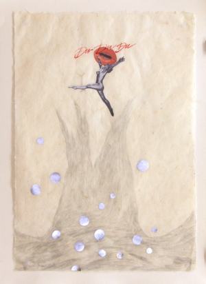 DU DU DU , ZEICHNUNG UND COLLAGE AUF JAPANPAPIER, 43 X 30 CM