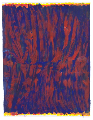 LINEE FONDAMENTALI BLAUROT, ACRYL AUF PAPIER, 150 X 112 CM