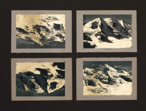 Mein Berg, Mischtechnik auf Buchseiten, Luis Trenker, Meine Berge, 33x39cm, Duo 41x50cm, Quartett 56 x70cm