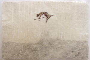 GLEICHGEWICHT II, ZEICHNUNG UND COLLAGE AUF JAPANPAPIER, 50 X 75 CM