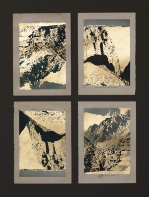 Mein Berg, Mischtechnik auf Buchseiten, Luis Trenker, Meine Berge, 33x39cm, Duo 41x50cm, Quartett 56 x70cm